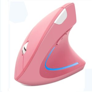 Wireless Mouse Ergonomic Vertical Mouse Ergo LED Light High Precision Optical Cordless Lightweight Mice Gift for Boy Girl Adults for PC Computer Laptop Mac Office,with Side Buttons, 800/1200/1600 DPI