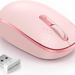 TECKNET Compact Ambidextrous Wireless Mouse for Laptop Pink